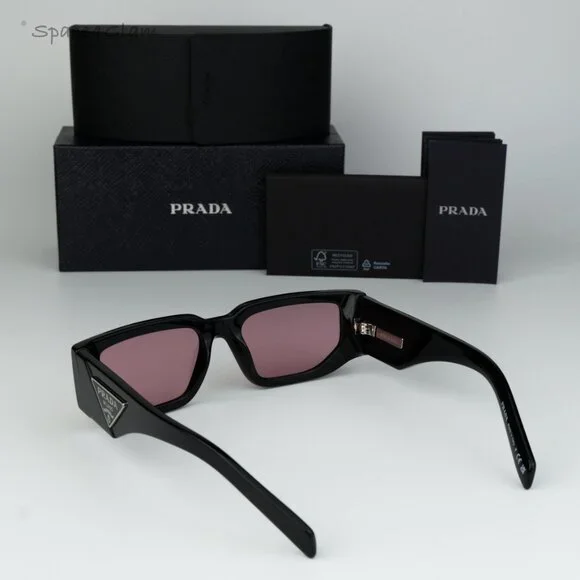 BRAND NEW Prada PR09ZS 16K30L Black Pink Unisex Rectangle Sunglasses